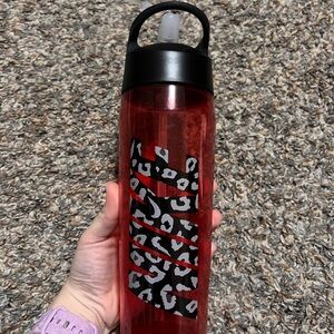 Nike Red Water Bottle with Black Leopard Graphic